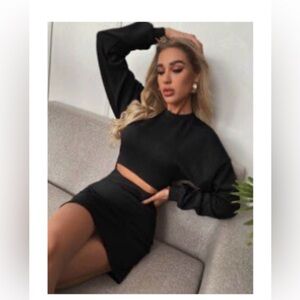 Drop Shoulder Cut Out Front Bodycon Dress